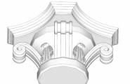 精简欧式构件罗马柱雕花柱头模型